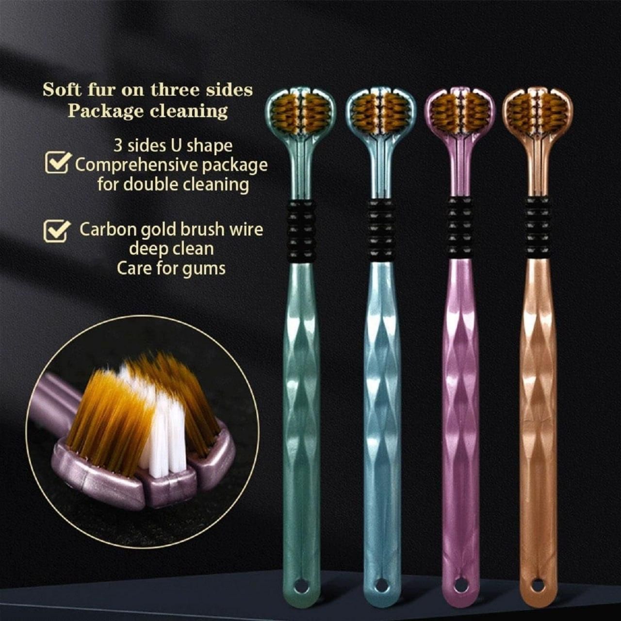 3 Sided Toothbrush (Pack of 4)