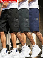 Men's Cotton Casual Cargo Shorts (Pack of 3)